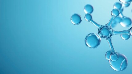 Abstract Molecule Structure with Blue Background