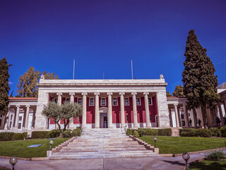 Wall Mural - Main  of Gennadius Library. This is one of the most important libraries in Greece. On the front is written a quote of Isocrates: 