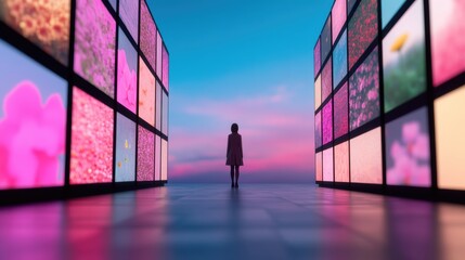 A digital display showcasing a variety of brand communication channels, highlighting its integrated approach.
