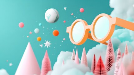 Sticker - A charming and detailed illustration of a character with oversized glasses and a whimsical personality, capturing the essence of a creative and curious mind.