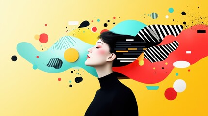 Poster - A playful and experimental illustration of a person experimenting with different art styles and techniques, highlighting the joy and freedom of artistic expression.