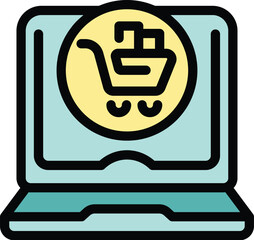 Poster - Laptop screen displaying a shopping cart symbol, representing the concept of online shopping and e commerce