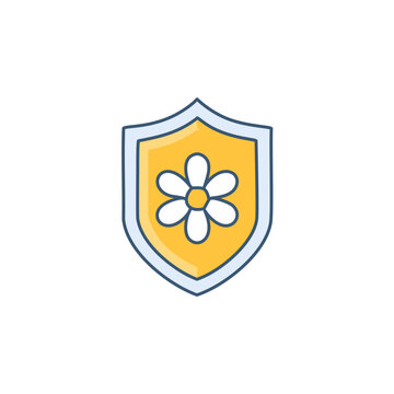 Abstract shield with flowers vector art illustration icon design. Icon concept design.