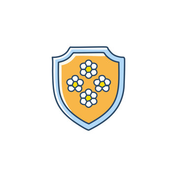 Abstract shield with flowers vector art illustration icon design. Icon concept design.