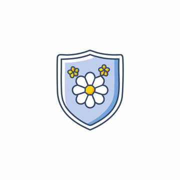 Abstract shield with flowers vector art illustration icon design. Icon concept design.
