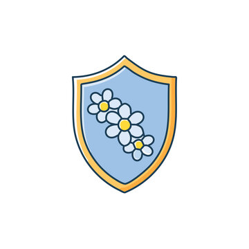 Abstract shield with flowers vector art illustration icon design. Icon concept design.