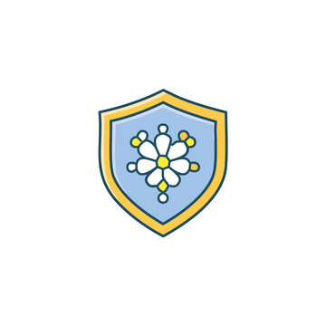 Abstract shield with flowers vector art illustration icon design. Icon concept design.