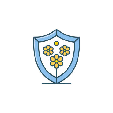 Abstract shield with flowers vector art illustration icon design. Icon concept design.