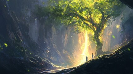 Wall Mural - Mystical Forest with Two Figures