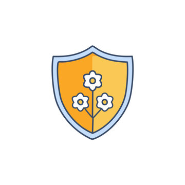 Abstract shield with flowers vector art illustration icon design. Icon concept design.