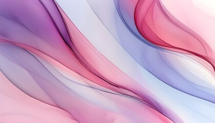 Wall Mural - Ethereal Flow of Pink, Purple, and White Smooth Lines in an Abstract Canvas