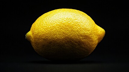   A close-up of a ripe lemon on a black background