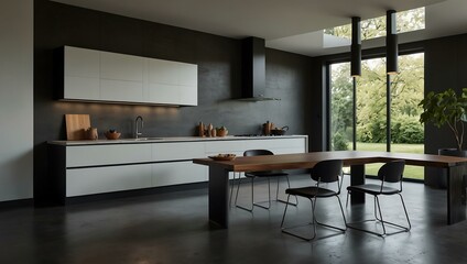 Modern kitchen with smart surfaces and sleek design.