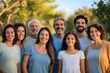 © Pavel Vorobev - Smiling group of people of various ages and body types, cultural diversity, natural background