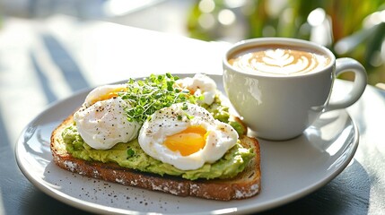 Poster -   Egg & Avocado Toast with Coffee