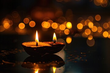 Aufkleber - A single lit candle placed on a table, perfect for use in still life photography or as a decorative element