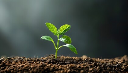 vibrant green plant sprouting from nutrient-rich soil