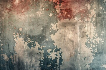 Poster - A close-up shot of a red and blue wall with peeling paint