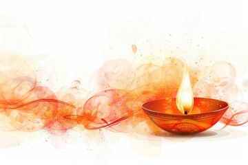 Poster - A single lit candle on a plain white surface