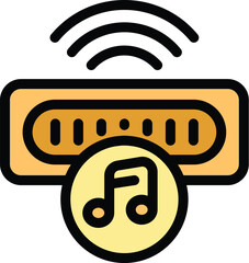 Poster - This icon represents a music player sending wireless sound waves, ideal for topics like technology and music streaming