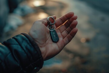 Wall Mural - A person holding a key in their hand
