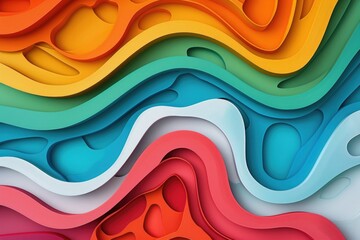 Aufkleber - A colorful abstract design featuring wavy shapes, ideal for use in backgrounds, posters, or digital art