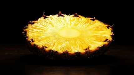 Wall Mural -   Close-up of a fruit on black table, yellow center