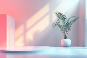 Poster - A plant is placed in a white vase on a white surface, great for home decor or office use