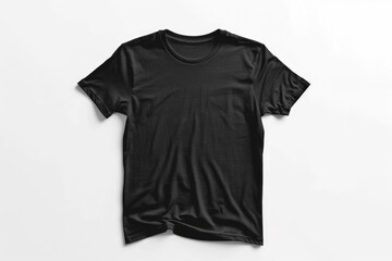 Poster - A close-up of a black t-shirt on a white background, ideal for promoting fashion or graphic design concepts