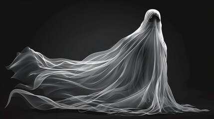 Sticker - A ghostly woman wearing a long veil, suitable for Halloween or Gothic-themed designs