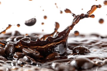 Poster - A splash of liquid on a rocky terrain, suitable for use in science or environmental contexts