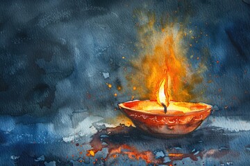 Canvas Print - A single lit candle placed on a table with a soft, warm glow