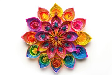 Poster - A colorful paper flower sitting on a clean white background