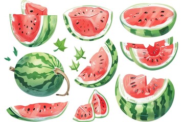 Sticker - Freshly cut watermelon halves ready to be served or used in various recipes