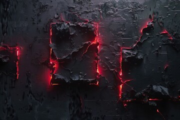 Poster - Close-up of a dark wall lit by red lights
