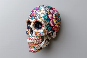 Poster - A bright and vibrant skull decorates a wall with personality