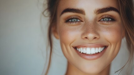 Radiant Woman s Smile after Effective Teeth Whitening Procedure