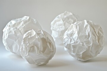 Poster - A collection of crumpled paper balls sits atop a table, offering a creative and messy scene