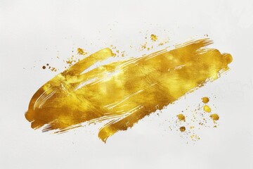 Poster - A close-up of gold paint splatters on a white surface, ideal for highlighting artistic or creative concepts