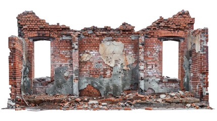 Poster - Abandoned building with broken glass and worn-out facade