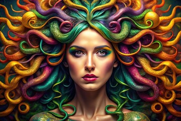 Mesmerizing Medusa's Hair Inspired Design with Intricate Details and Captivating Textures in Focus