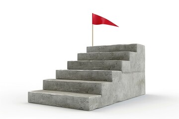 Aufkleber - A concrete staircase with a red flag on top, great for use in construction or warning scenarios