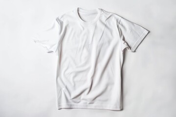 Poster - A single white T-shirt lies on a white surface, ready for use or display