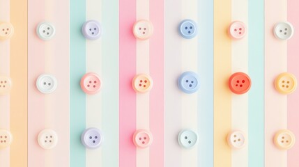 Poster - Colorful Candy Buttons on Paper Strip - Minimalist 2D Vector Illustration