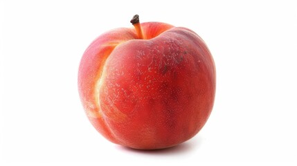 Poster - A single ripe peach on a white background, perfect for food and still life photography