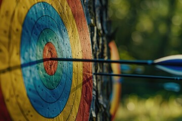 Poster - A close-up shot of an arrow and its target, ready for action