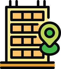 Poster - Green location pin is marking the location of an apartment building
