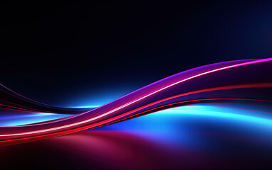 Poster - Vibrant abstract blue and red waveform with fluid motion and colorful gradients.