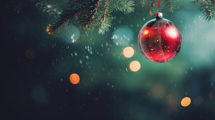 Poster - Christmas ball for the holiday tree. Shiny bauble for winter Xmas holidays.