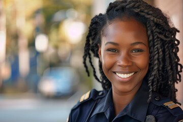 Wall Mural - Portrait of a young female African American police officer